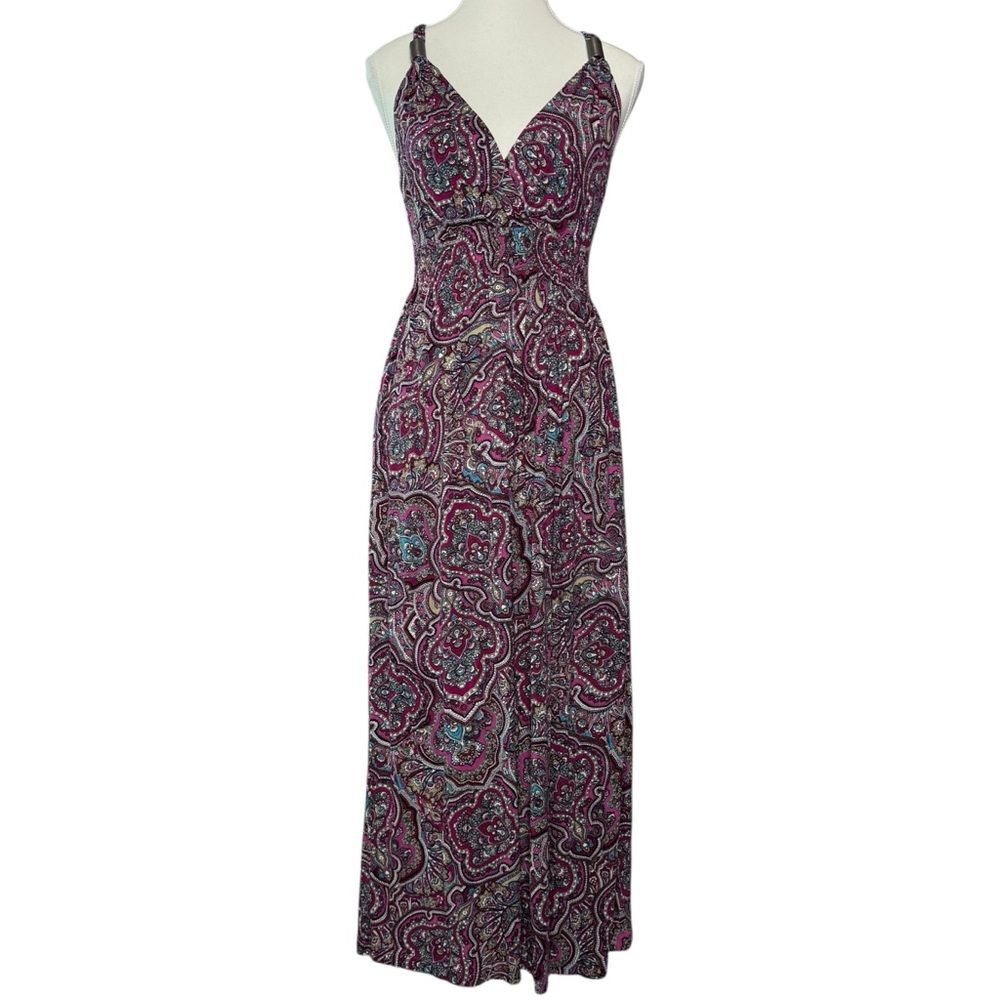 ▪️|EUC| LASCANA Sleeveless Berry Paisley Print Floor Length Maxi Dress